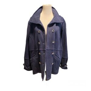 Coldwater Creek Double Breasted 100% Cotton Fleece Peacoat Women’s 2X Plus Size